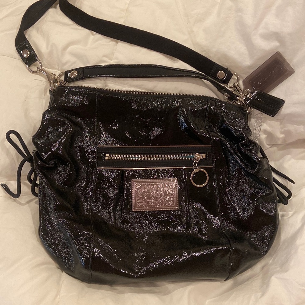 COPY - Coach Poppy Black Patent Leather Satchel